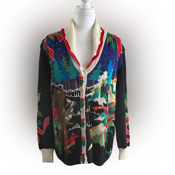 J Two Collectibles by Terri Tacky Christmas Button Sweater/ Cardigan - Picture 1 of 11